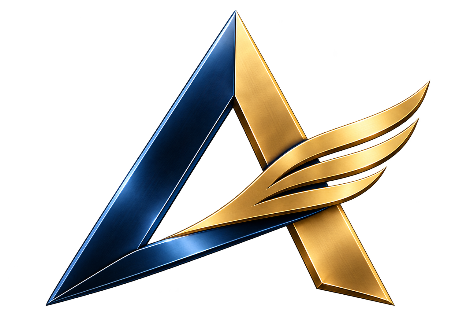 AMBY winged A in navy and gold